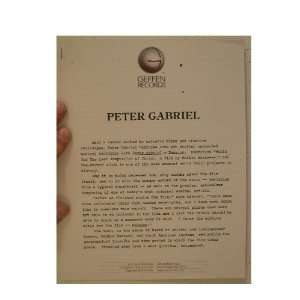 Peter Gabriel Press Kit Passion