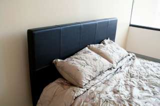 TQueen Size Platform Bed, Padded Bicast leather headboard and 