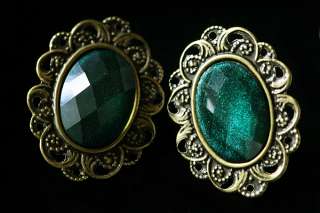 Victorian Green Crystal Earrings Gothic Costume Antique Vintage Emo