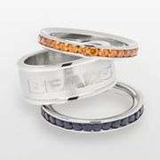 Chicago Bears Stainless Steel Crystal Stack Ring Set