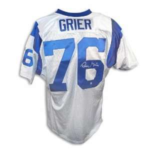  Autographed Rosey Grier Los Angeles Rams White Throwback 