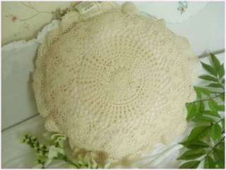 Chic Hand Crochet Round Cotton Cushion Cover Chair Pad  