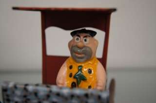   RARE BATTERY OPERATED FRED FLINTSTONE FLIVER WITH BOX TIN TOY  