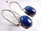 LAPIS LAZULI OVAL SOLITAIRE LEVER BACK EARRINGS, 925 STERLING SILVER 