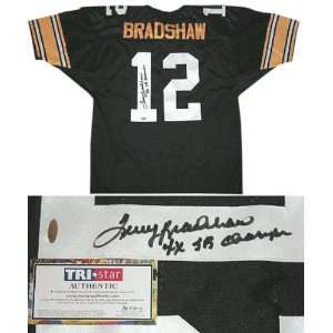 Terry Bradshaw Autographed Black Custom Jersey with 4X SB Champs