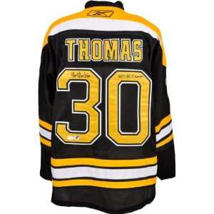 Tim Thomas Autographed Jersey  Details Boston Bruins, Replica, Black