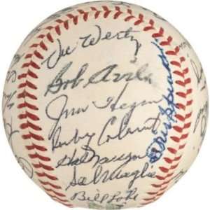 Tris Speaker Autographed Ball   1956 Indians Team 36 JSA