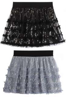 NWT Justice Girls Glam Rock Tulle Ruffle & Silver Sequin Skirt Skort 8 