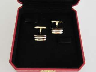 Cartier 18k. Tri Color Gold Cuff links Mint Condition With Box
