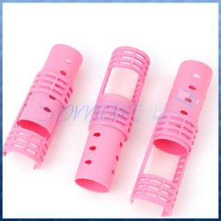 8pcs Magic Plastic Hair Styling Roller Curler Tool Pink  