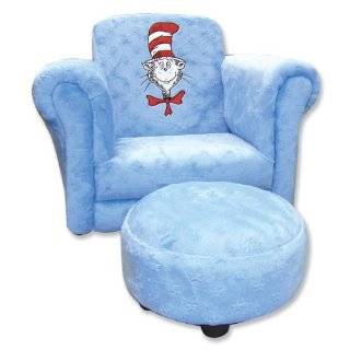 Trend Lab Dr Seuss Velour Cat In The Hat Chair and Ottoman, Blue