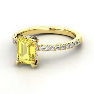  Reese Ring, Emerald Cut Yellow Sapphire 14K Yellow Gold Ring 