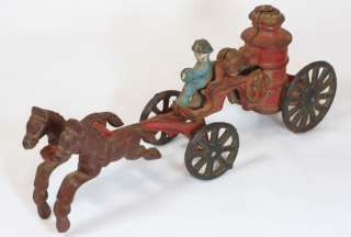 Antique Vintage Cast Iron Horse Drawn Fire Truck Pumper  