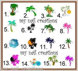 SUMMER PALM TREE NAIL ART DECALS• KIDS,TOE, ADULT SIZE  