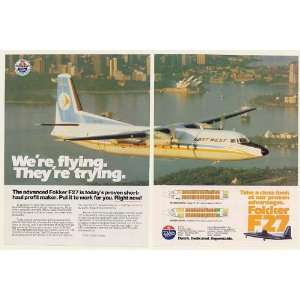   Airlines Fokker F27 Aircraft 2 Page Print Ad (51263)