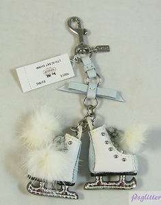 COACH Leather Ice Skates Charm with Mink and Hook #93013 NWt  