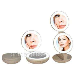 COMPACT LIGHTED TRAVEL MAKEUP MIRROR~CORDLESS~PORTABLE  