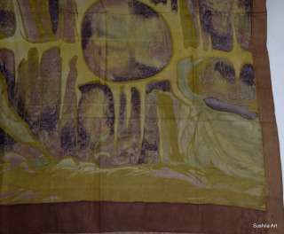 One of its Kind RARE 100% Pure Silk Indian Vintage Antique Print Sari 