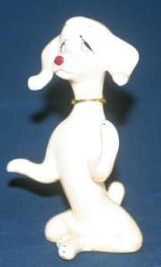   Drunk Poodle Dog Figurine Wearing Beaded Collar 50s Japan Antique OLD