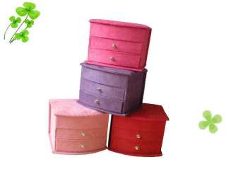 small fashion portable 3 tier Jewelry Box Case 4 Colors  