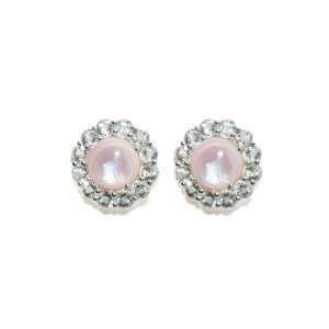     Studs   Pink Mother of Pearl & Clear Topaz Silver ANZIE Jewelry