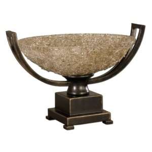   Palace Centerpiece Hand Rubbed Oil Bronze Patina Refractive Glass Bowl