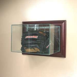  Wall Mounted Glass Glove Display Case with Cherry Wood 