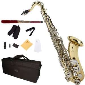  Gold Lacquer with Nickel Plated Keys Bb Tenor Saxophone + Mouthpiece 
