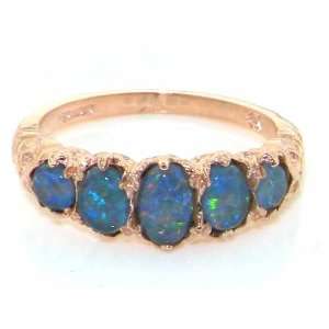 14K Rose Gold Ladies 5 Stone Opal English Victorian Style Ring 