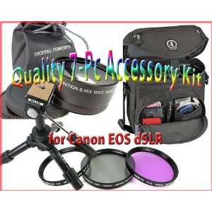  7 pc Accessory Kit w/Wide Angle Lens for Canon EOS Elan 