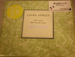 Laura Ashley Ashby Queen sheet set white sage green  