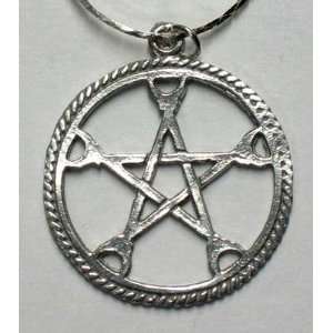   Pentacle with Crescent Moon Points Necklace 
