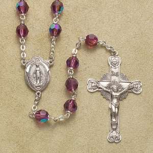   Rosary Rosaries Catholic Tin Cut Crystal Amythest 