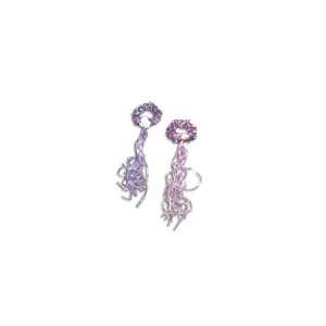  Pink and Lavendar Tinsel Rose Halos with Flowing Ribbons 