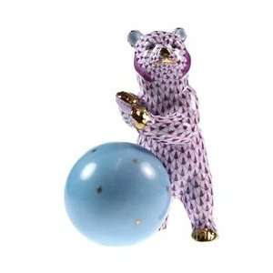  Herend Bear with Ball Orchid Fishnet