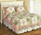 LUXURY VINTAGE CHIC SHABBY ROSES OVERSIZED KING QUILT 3 PCES BEDDING 