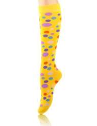 Cute Knee High School Girl Socks Polka Dots   YellowSize 9  11