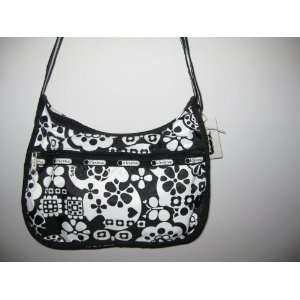 Lesportsac 2 pc Matching Handbag Purse Black White #7520 Classic Hobo 