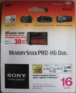 Genuine Sony MSHX16A Memory Stick Pro Duo 16GB MARK2 027242788312 