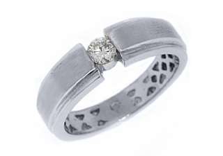 MENS SOLITAIRE BRILLIANT ROUND CUT DIAMOND RING WEDDING BAND TENSION 