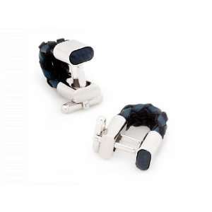 Tateossian RT SCOUBIDOU WRAP AROUND Cufflinks   rhodium plated /Blue 