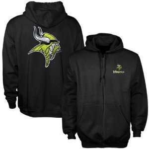 Minnesota Vikings Black Touchback Full Zip Hoody Sweatshirt  