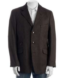 Corneliani brown wool cashmere tweed Identity 3 button blazer 