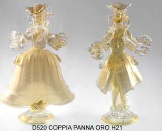 FIGURINE GOLDONIANI MURANO GLASS MADE IN ITALY GOLD GLASS STICKER AND 