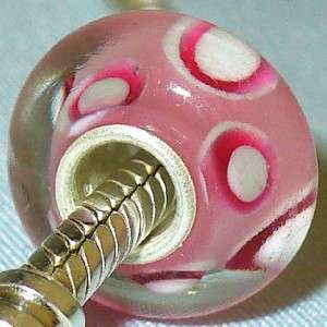 PINKY SPOT 925 STERLING MURANO GLASS EUROPEAN CHARM  