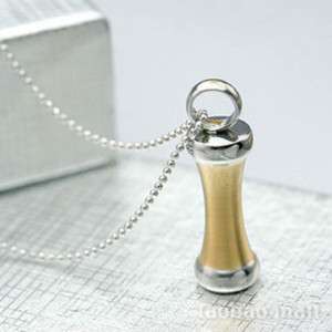 Gold Cremation Urn Stainless Steel Pendant Necklace  