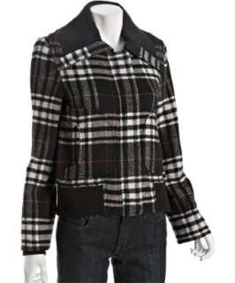 Levis black wool blend plaid zip bomber jacket   