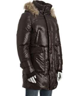 Mackage chocolate poly Chase fur trim hooded puffer down coat 