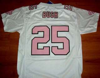   Bush Saints Jersey Youth Girls Medium Stitched NFL White Pink  