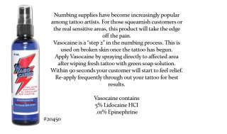 Vasocaine Spray Tattoo Numbing Topical Anesthetic 4 oz  
